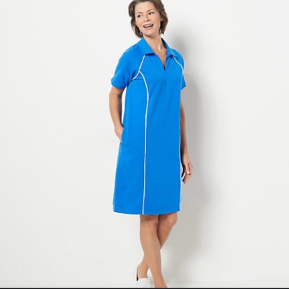 Sport Savvy French Terry Polo Collar Half Zip Raglan Sleeve Dress Sz 1X NWOT